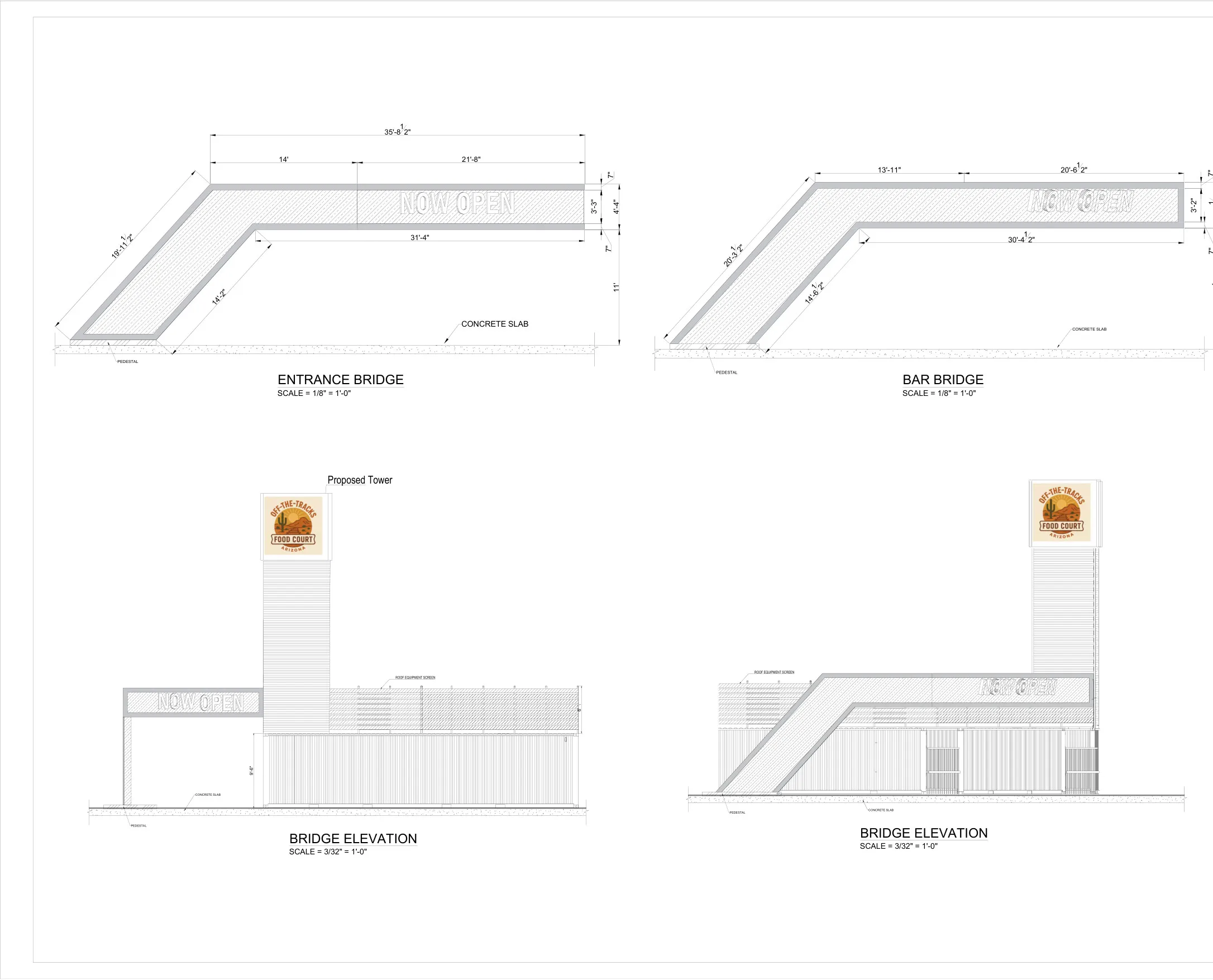 Entrance and bar bridge elevations