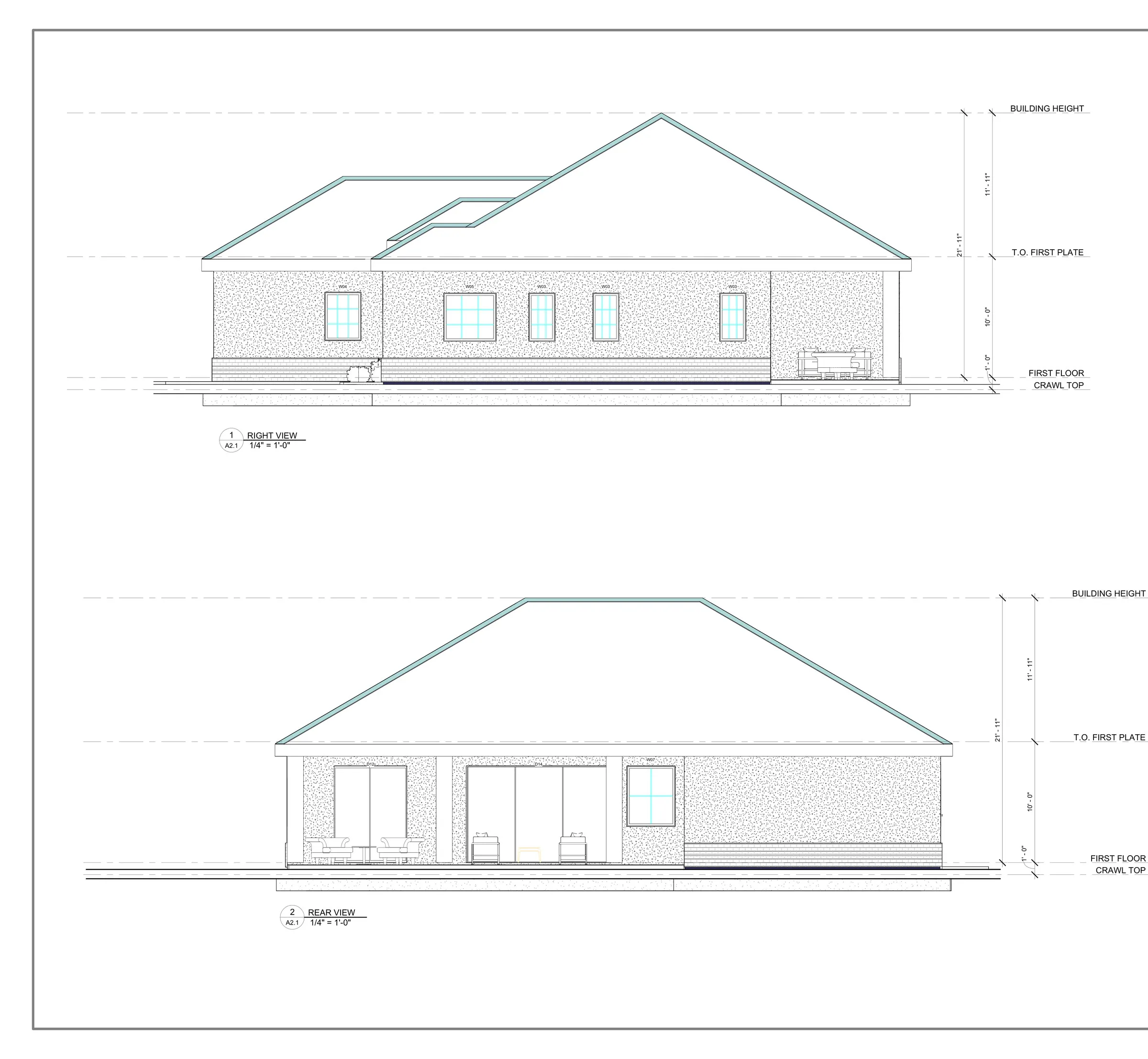 Right & rear elevations