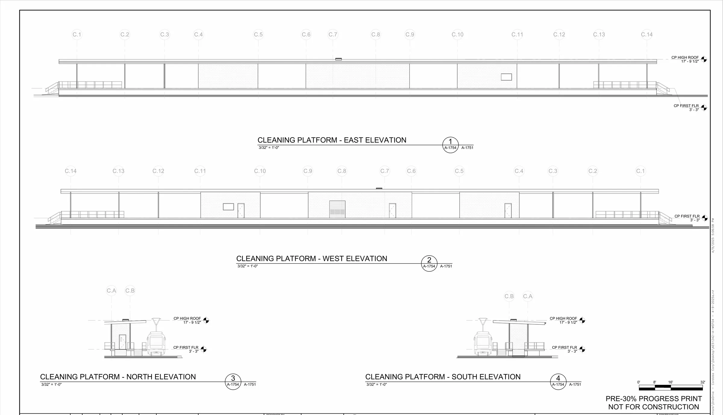Cleaning platform elevations