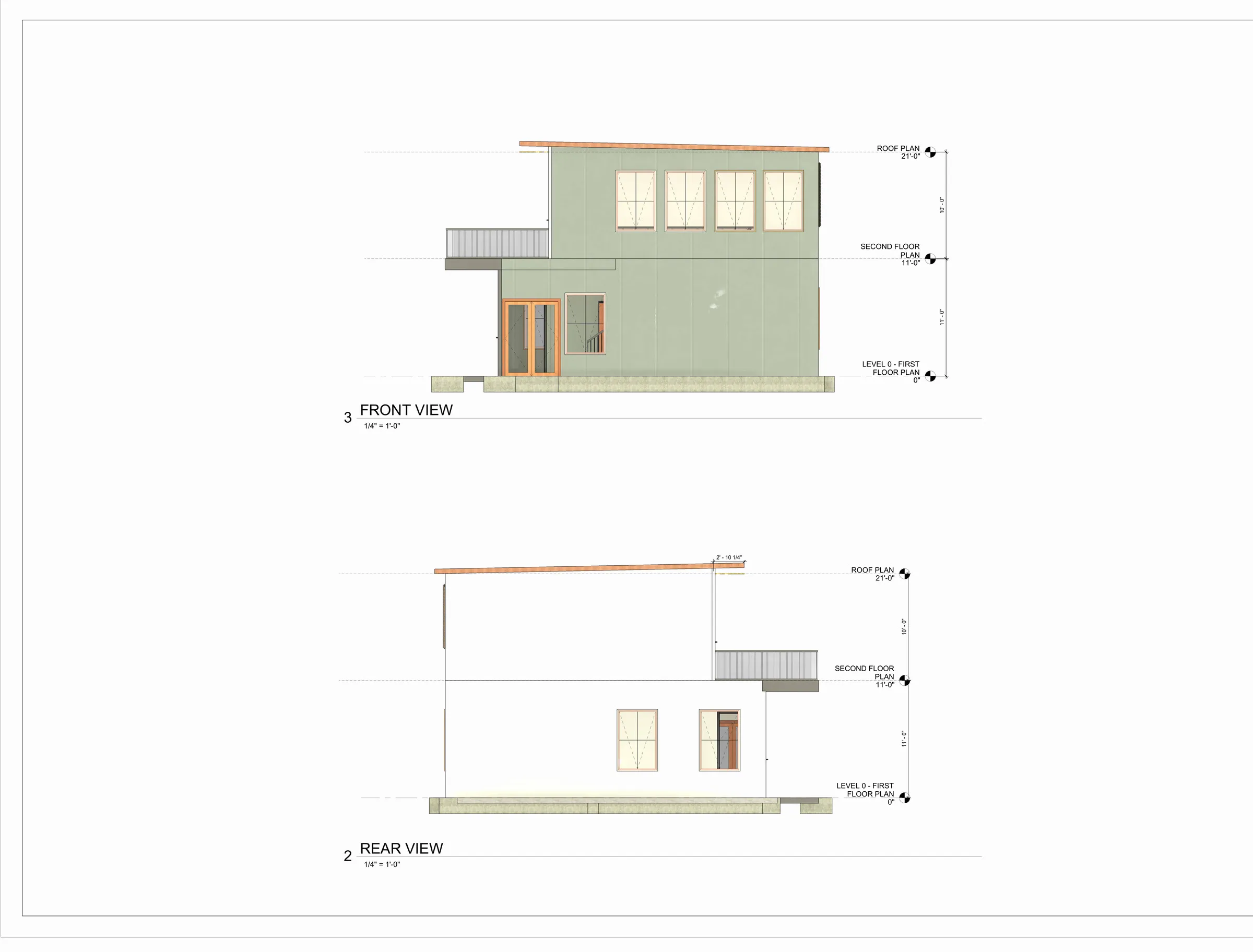 Front & rear elevations