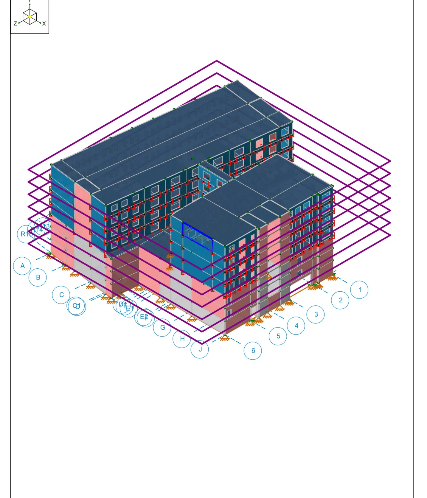 Multi-Family Apartment Building — 3D analysis model — view 1