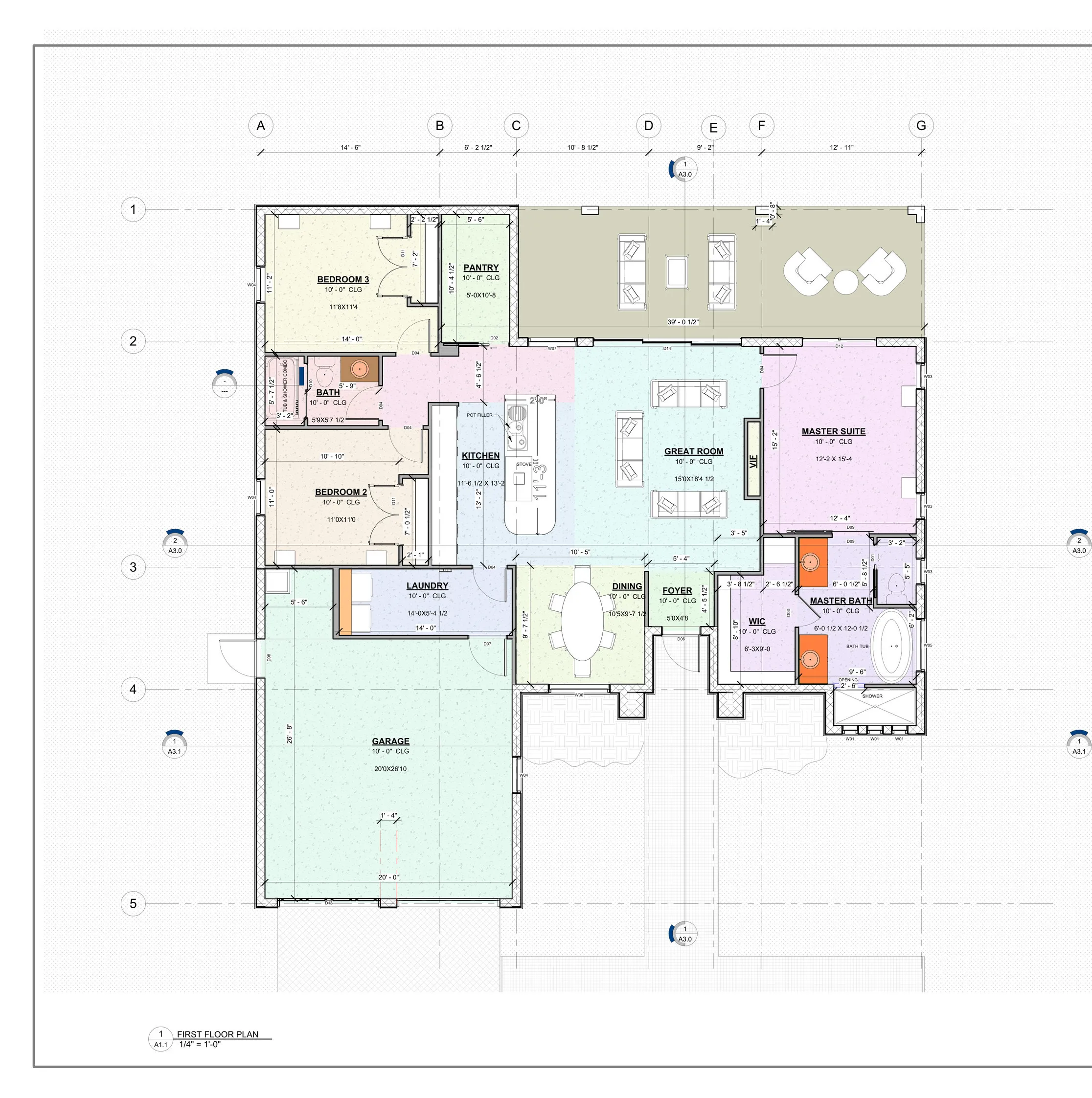Colour-coded room plan