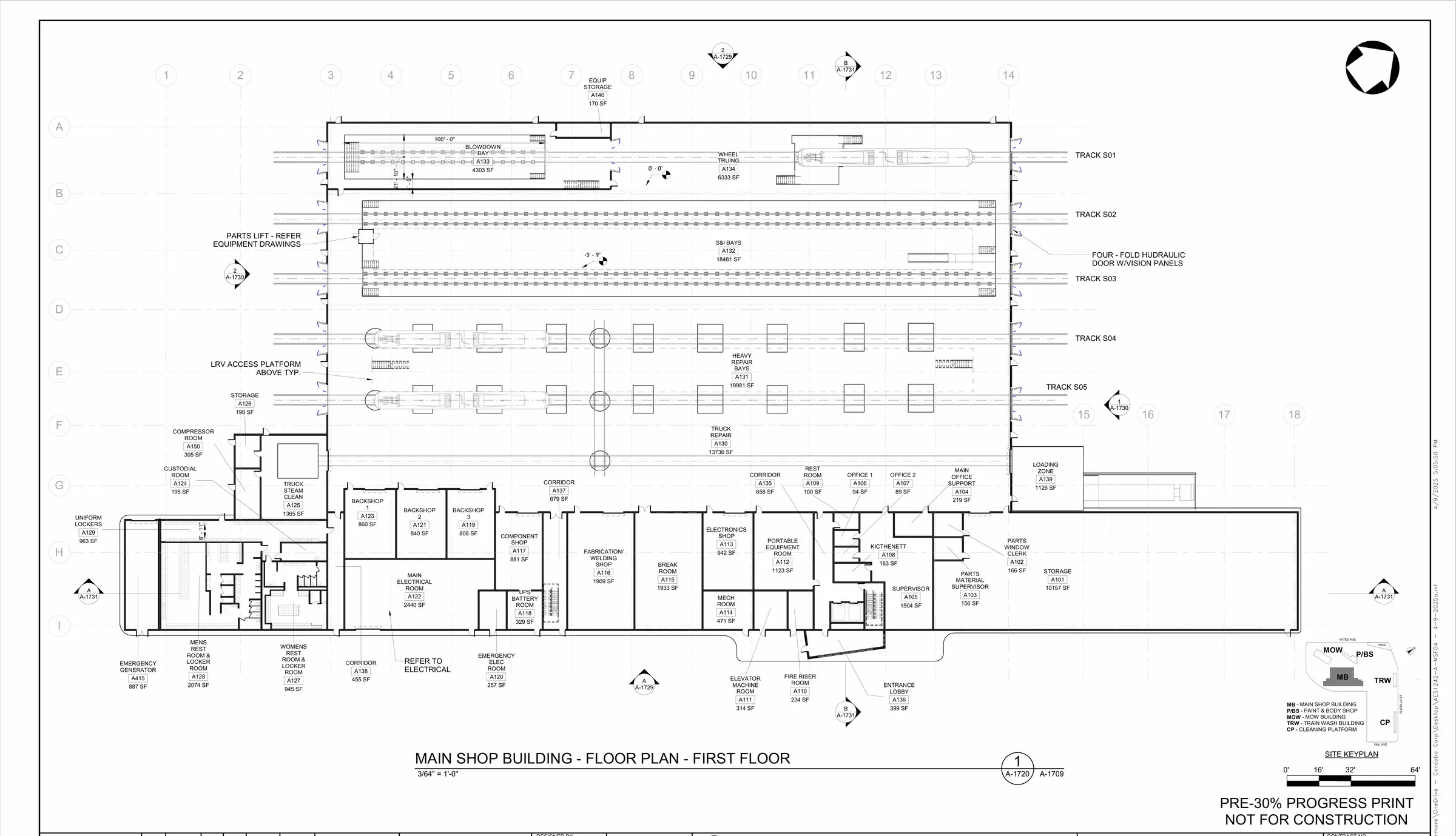 Rail Maintenance & Storage Facility — Main shop — first floor plan