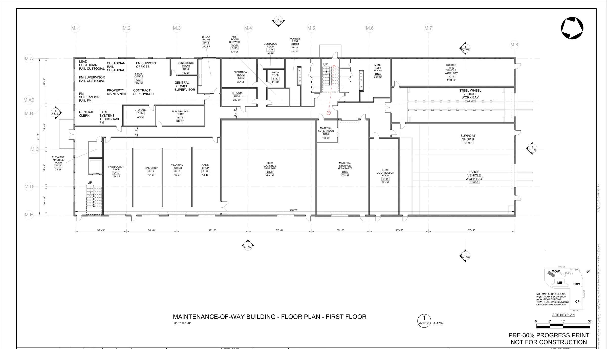 Maintenance-of-way building — first floor plan
