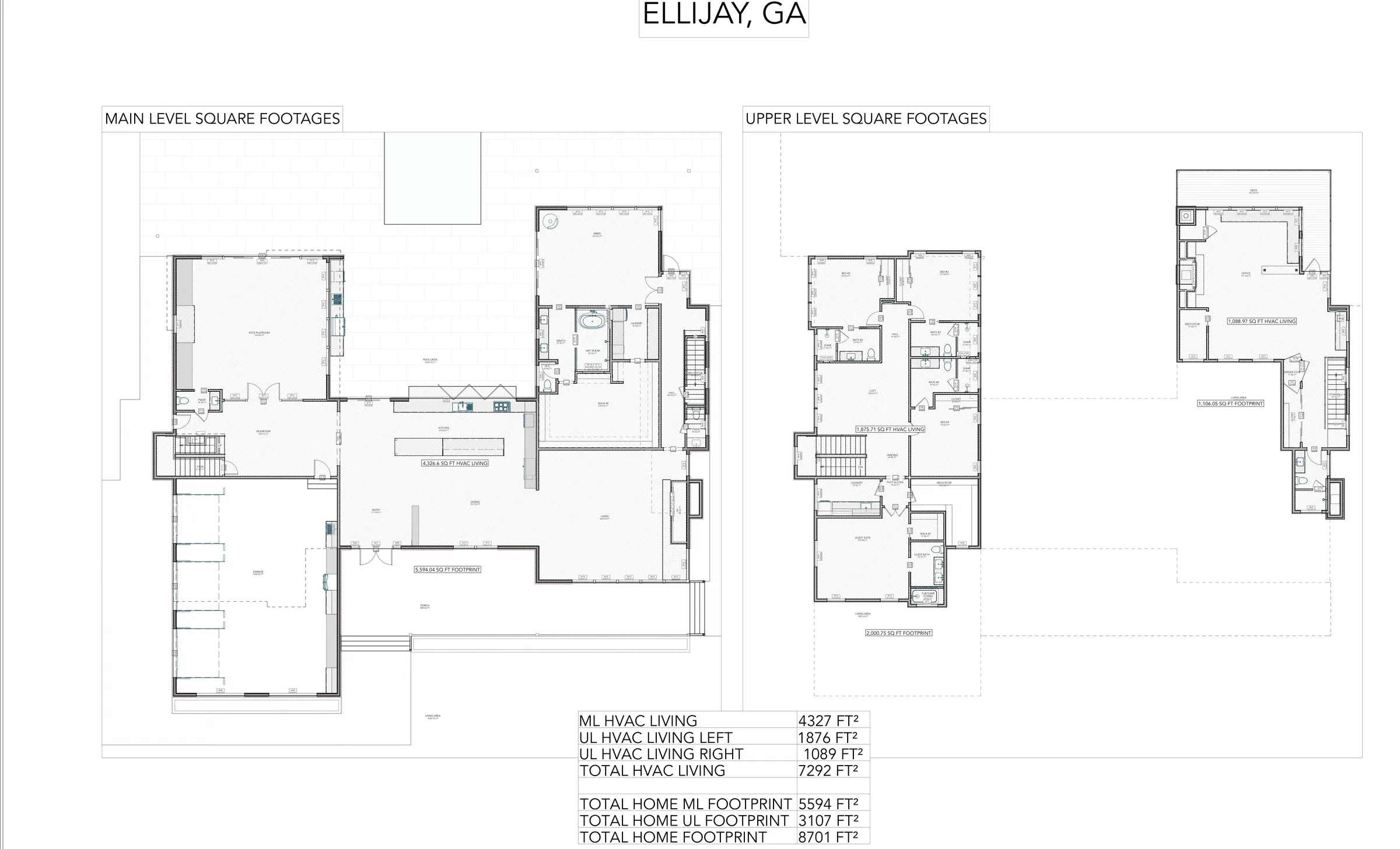 Mountain Modern Residence — Square footage plans