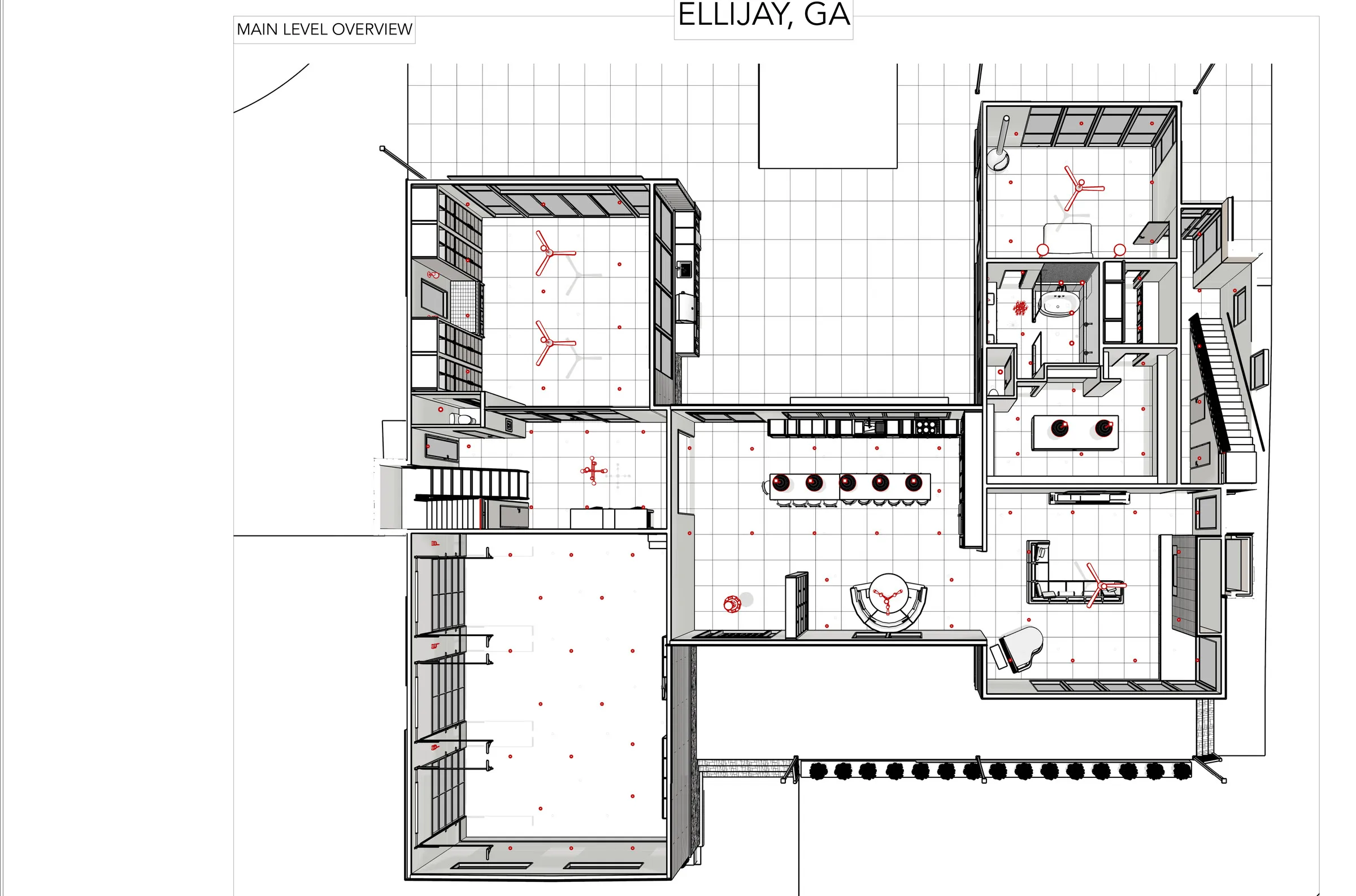 Mountain Modern Residence — Main level 3D overview