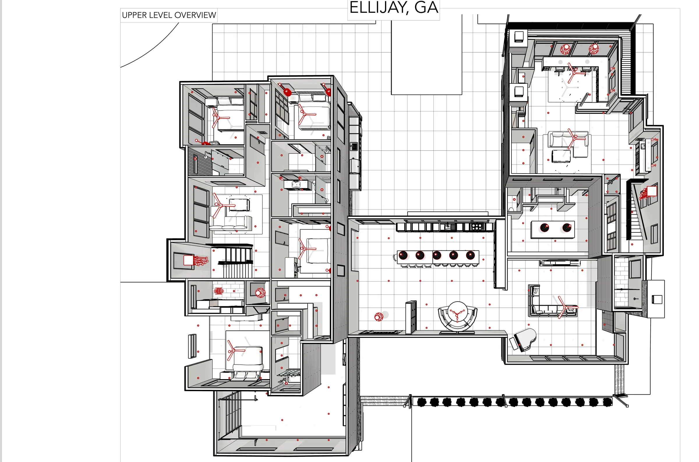 Mountain Modern Residence — Upper level 3D overview