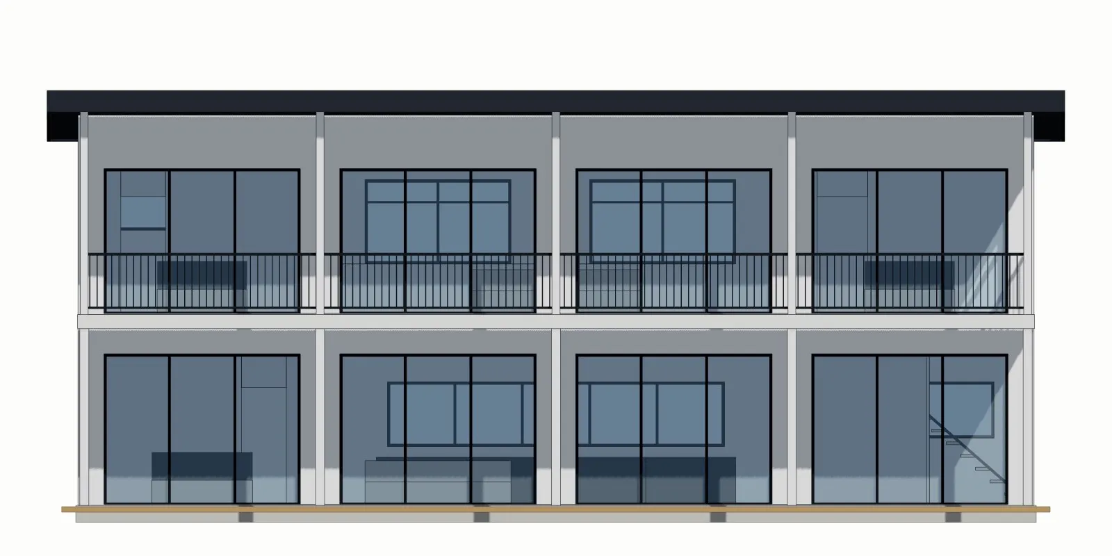3D model — Front elevation drawing and 3D model