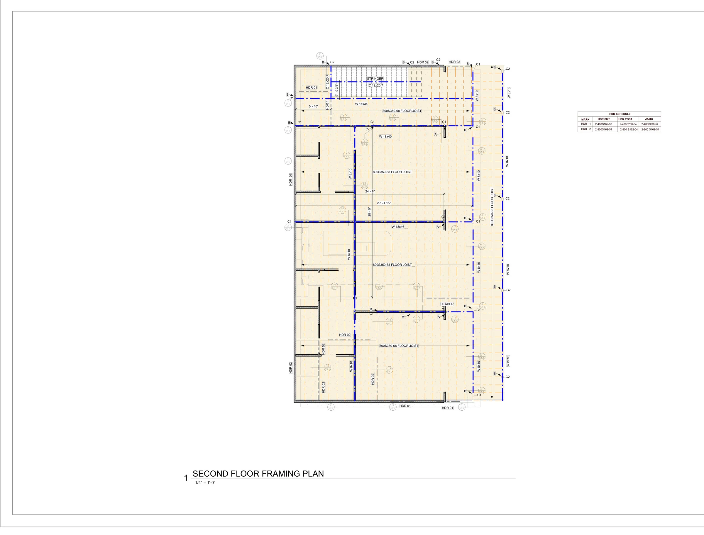 Second floor framing plan