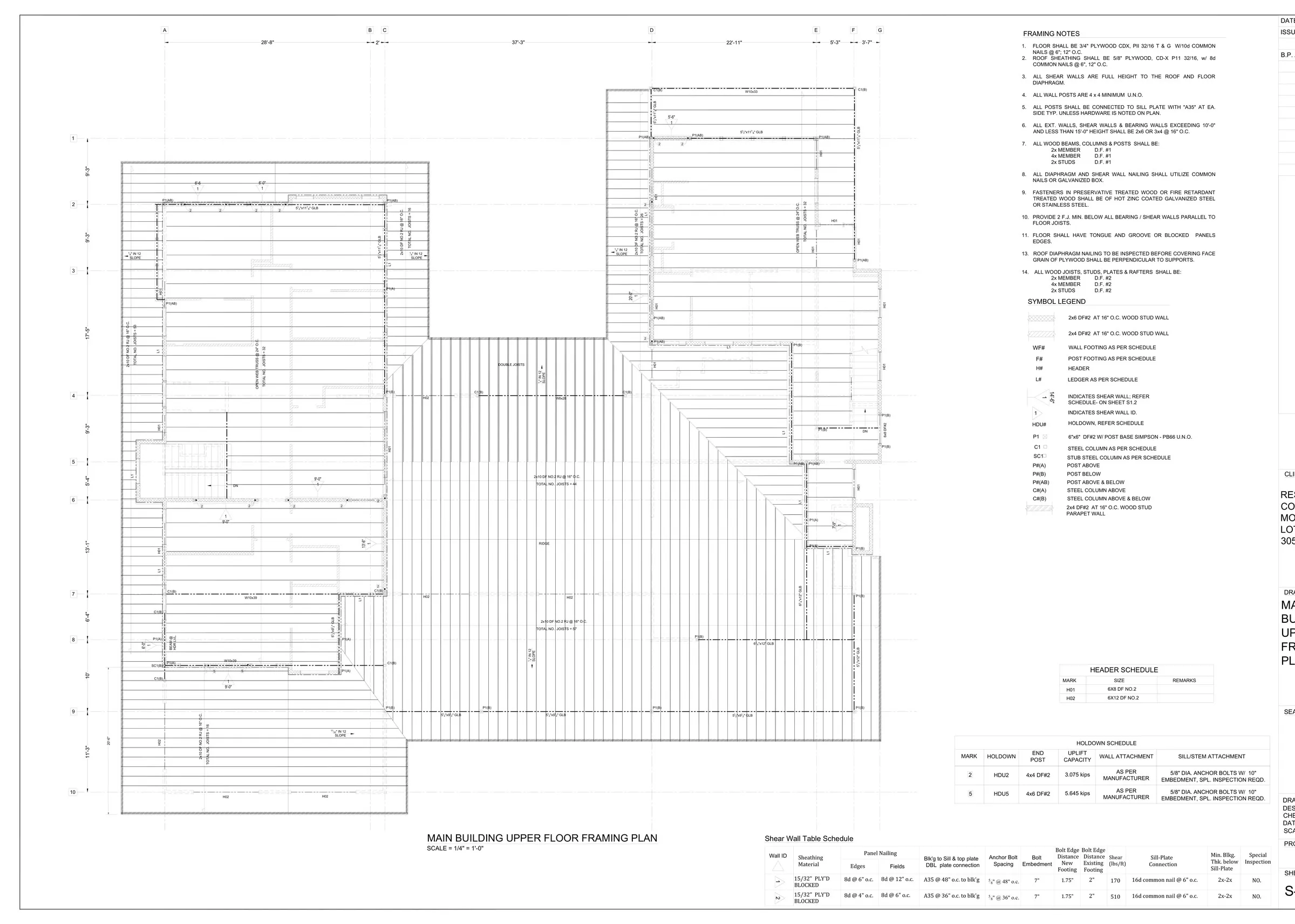 Mountain Modern Residence — Upper floor framing plan