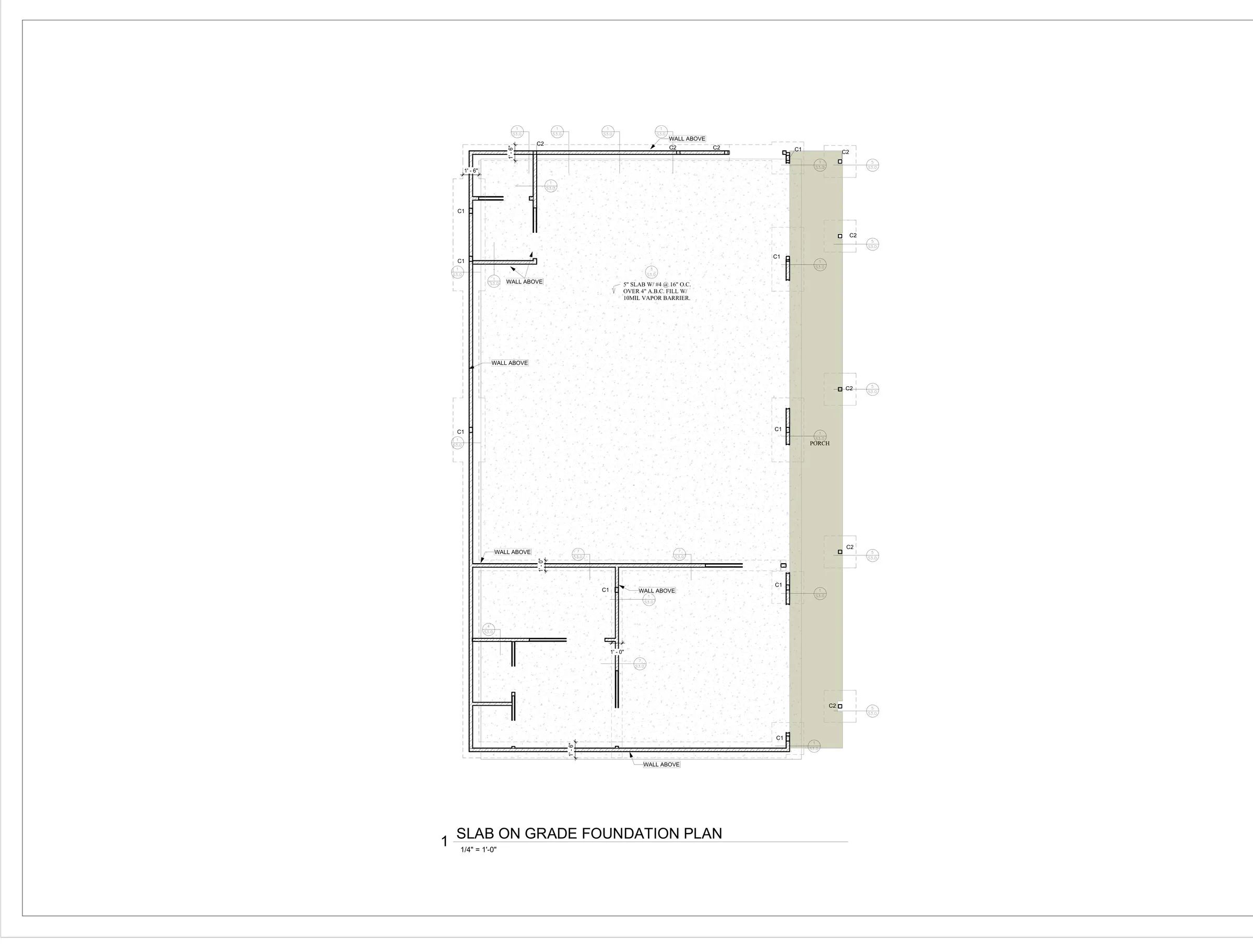 Slab-on-grade foundation plan